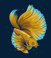 illustration vintage beautiful betta fish vector
