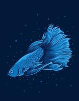 illustration vintage beautiful betta fish vector