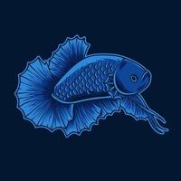 illustration beautiful betta fish blue color