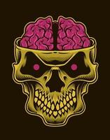 illustration skull brain on back background vector