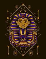 ilustración rey de egipto con geometría sagrada vector