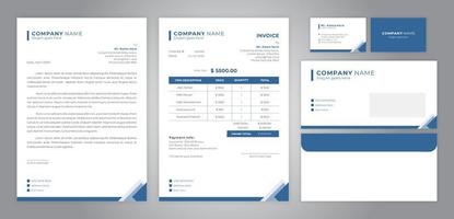 Set of Invoice, letterhead, card and envelope vector