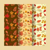 Seamless pattern with set of autumn leaves vector