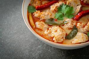 spicy boiled pork soup with mushroom - Tom Yum photo