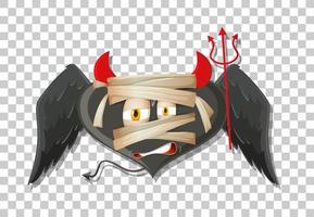 diablo en forma de corazón con expresión facial vector