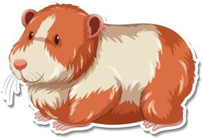 A sticker template of guinea pig cartoon character vector