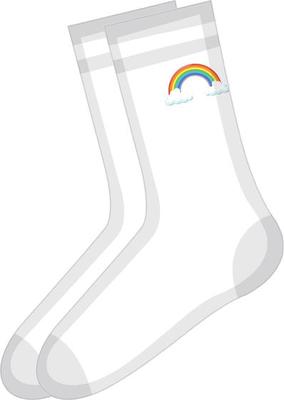 White socks with rainbow pattern