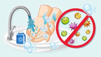 Thumbnail design with washing hands by water tap with soap vector