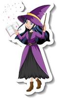 Beautiful witch cartoon character sticker vector