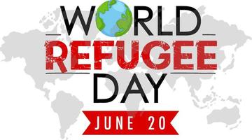 día mundial de los refugiados el 20 de junio banner con fondo de mapa mundial vector