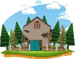 Abandon countryside house isolated vector