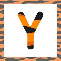 Letter Y with tiger pattern vector