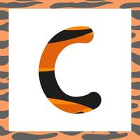 Letter C with tiger pattern vector