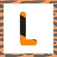 Letter L with tiger pattern vector