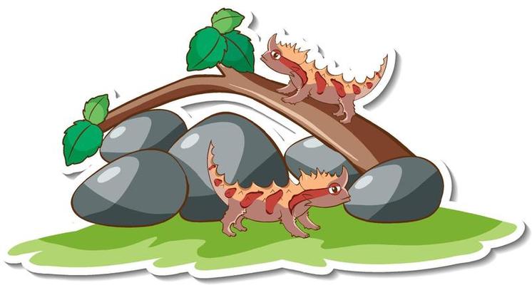 Thorny Dragon lizards standing on a branch sticker