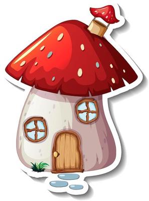 A sticker template with Mushroom house isolated