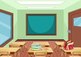 Empty classroom interior with chalkboard vector