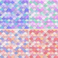 Set of fish scale seamless pattern background vector