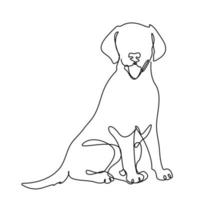 continuous line drawing of cute dog vector