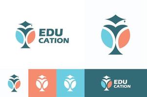 diseño de vector de concepto de diseño de logotipo plano de educación