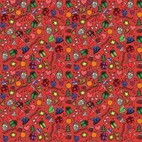 Seamless new year pattern. Vector pattern with doodle new year and christmas icons.