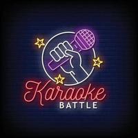 vector de texto de estilo de letreros de neón de batalla de karaoke