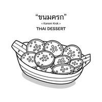 Thai Desserts -Kanom Krok on banana leaf. vector