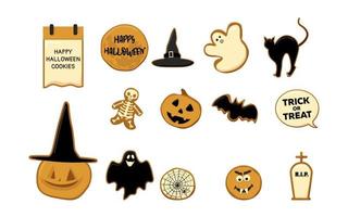 Set of Halloween gingerbread cookies isolated on the white background. Vector illustration
