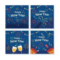 New Year Festivity Social Media Template Set vector