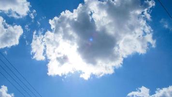 Sunny weather. Blue sky and white clouds. Clouds against blue sky background.