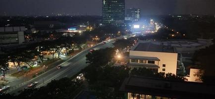 photo of night view of the city in jakarta Indonesia