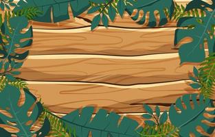 Natural Foliage on Wooden Plank vector