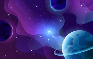 fondo púrpura profundo de la galaxia y el planeta vector