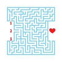 Color square maze. Game for kids. Puzzle for children. Find the right path to the heart. Labyrinth conundrum. Flat vector illustration isolated on white background.