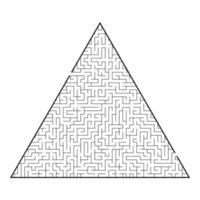 Difficult triangular labyrinth. Game for kids and adults. Puzzle for children. One entrance, one exit. Labyrinth conundrum. Flat vector illustration isolated on white background.