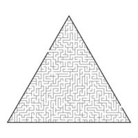 difícil laberinto triangular. juego para niños y adultos. rompecabezas para niños. una entrada, una salida. enigma del laberinto. Ilustración de vector plano aislado sobre fondo blanco.