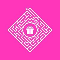 Color diamond shaped labyrinth. Game for kids. Puzzle for children. Find the right path to the gift. Labyrinth conundrum. Flat vector illustration isolated on color background.