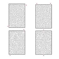 A set of rectangular mazes. Game for kids. Puzzle for children. Labyrinth conundrum. Flat vector illustration isolated on white background.