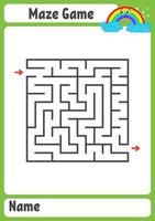 Abstract square maze. Kids worksheets. Activity page. Game puzzle for children. Cute cartoon rainbow. Labyrinth conundrum. Vector illustration.