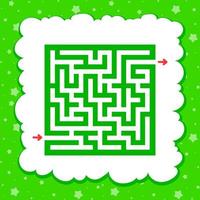 Color square maze. Game for kids. Puzzle for children. One entrance, one exit. Labyrinth conundrum. Flat vector illustration isolated on fairy background.