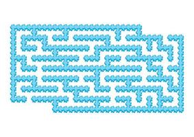 Color rectangular maze. Blue winter ice in cartoon style. Game for kids. Puzzle for children. Labyrinth conundrum. Flat vector illustration isolated on white background. With space for your drawings.