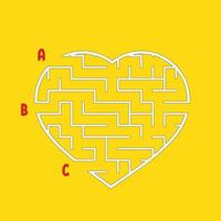 Labyrinth in the shape of a heart. Game for kids. Puzzle for children. Find the right way. Maze conundrum. Flat vector illustration isolated on white background.