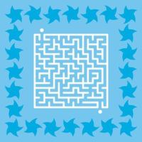 Abstract square maze. Game for kids. Puzzle for children. Cute star. Labyrinth conundrum. Vector illustration.