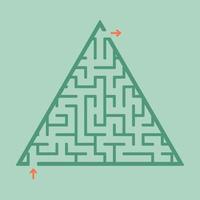 Abstract triangular labyrinth. Game for kids. Puzzle for children. One entrance, one exit. Labyrinth conundrum. Flat vector illustration isolated on color background.