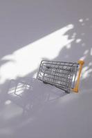 empty small shopping cart with nature hard shadows photo