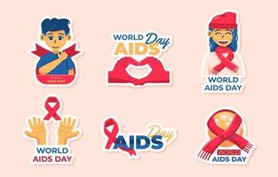 día mundial del sida pegatinas vector