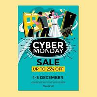 concepto de cartel de cyber monday vector