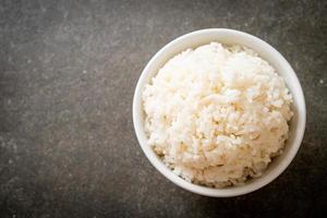 cooked white rice bowl photo