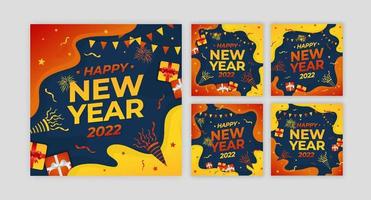 conjunto de publicaciones de redes sociales de año nuevo vector