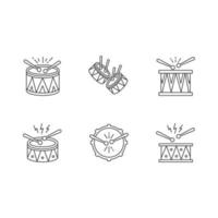 Brazilian music pixel perfect linear icons set vector